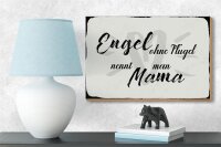Holzschild Spruch 18x12cm Engel ohne Flügel Mama Herz