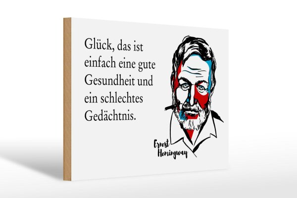 Holzschild Zitat 20x30 cm Glück ist Gesundheit & schlechtes Gedächtnis Schild