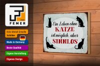 Holzschild Spruch 18x12cm Leben ohne Katze sinnlos