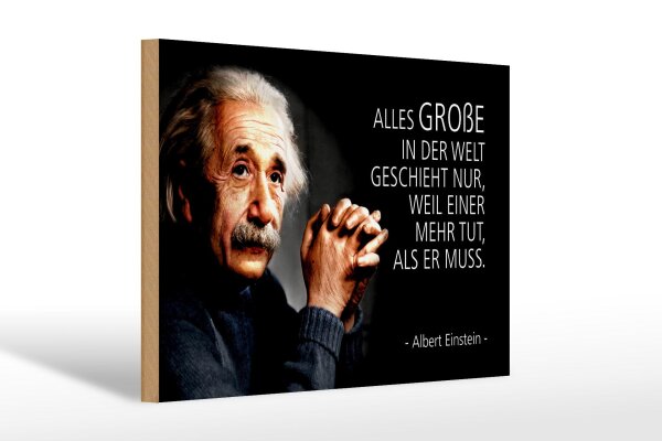 Holzschild Zitat 20x30 cm Einstein weil einer mehr tut, als er muss Deko Schild