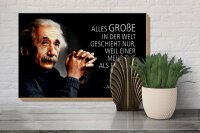 Holzschild Zitat 20x30 cm Einstein weil einer mehr tut, als er muss Deko Schild