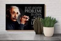 Holzschild Zitat 20x30 cm Einstein leichter Probleme zu lösen Deko Schild