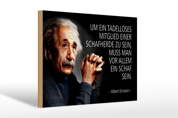 Holzschild Zitat 20x30 cm Einstein Mitglied einer Schafherde Deko Schild