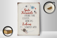 Holzschild Spruch 12x18cm gute Freunde erkennt Schild