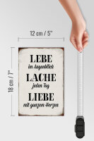 Holzschild Spruch 12x18cm Lebe Lache jeden Tag Liebe