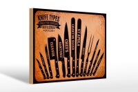 Holzschild Hinweis 20x30 cm Küchen-Messer Typen Deko Schild