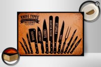 Holzschild Hinweis 20x30 cm Küchen-Messer Typen Deko Schild