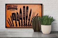 Holzschild Hinweis 20x30 cm Küchen-Messer Typen Deko Schild