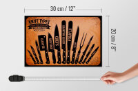Holzschild Hinweis 20x30 cm Küchen-Messer Typen Deko Schild