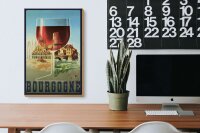 Holzschild Reise 20x30 cm Bourgogne Rotweinglas Retro Deko Schild