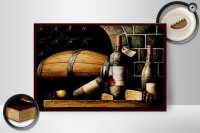 Holzschild Retro 20x30 cm Rotwein Weinfass Weintrauben Deko Schild