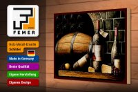 Holzschild Retro 20x30 cm Rotwein Weinfass Weintrauben Deko Schild