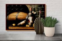 Holzschild Retro 20x30 cm Rotwein Weinfass Weintrauben Deko Schild