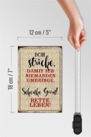 Holzschild Spruch 12x18cm ich stricke niemanden umbringe