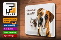 Blechschild Tiere 30x40 cm Katze und Hund Wir waren es nicht Deko Schild