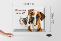 Blechschild Tiere 30x40 cm Katze und Hund Wir waren es nicht Deko Schild