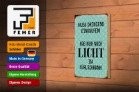Holzschild Spruch 12x18cm muss dringend einkaufen hab nur