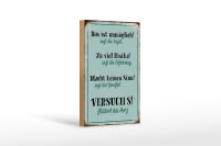 Holzschild Spruch 12x18cm Angst Erfahrung Zweifel Herz blau