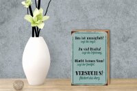 Holzschild Spruch 12x18cm Angst Erfahrung Zweifel Herz blau