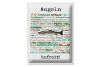 Blechschild Spruch 30x40 cm Angeln befreit Angelbegriffe Deko Schild