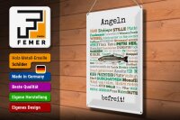 Blechschild Spruch 30x40 cm Angeln befreit Angelbegriffe Deko Schild