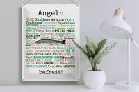 Blechschild Spruch 30x40 cm Angeln befreit Angelbegriffe Deko Schild