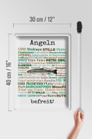Blechschild Spruch 30x40 cm Angeln befreit Angelbegriffe Deko Schild