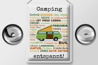 Blechschild Spruch 30x40 cm Camping entspannt Campingbegriffe Deko Schild
