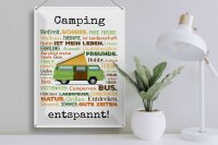 Blechschild Spruch 30x40 cm Camping entspannt Campingbegriffe Deko Schild