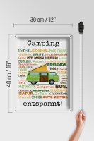 Blechschild Spruch 30x40 cm Camping entspannt Campingbegriffe Deko Schild