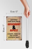 Holzschild Spruch 12x18cm Gestern war hier noch aufgeräumt beige
