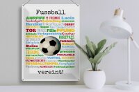 Blechschild Spruch 30x40 cm Fußball vereint Fußballbegriffe Deko Schild