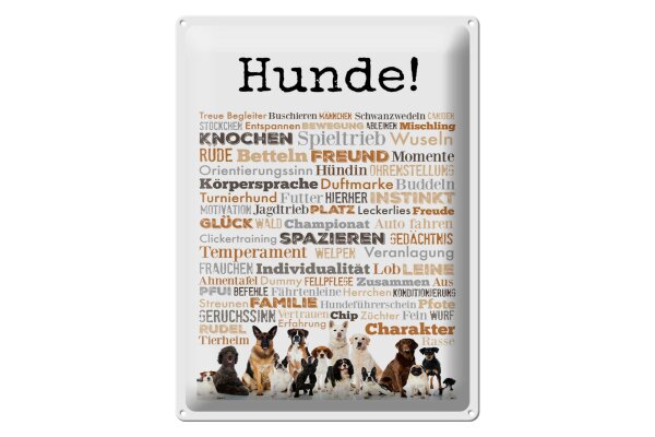Blechschild Tiere 30x40 cm Hunde Hundebegriffe Deko Schild