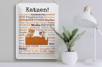Blechschild Tiere 30x40 cm Katzen Katzenbegriffe Deko Schild