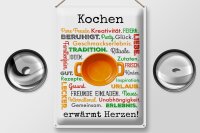 Blechschild Spruch 30x40 cm Kochen erwärmt Herzen Deko Schild