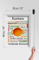 Blechschild Spruch 30x40 cm Kochen erwärmt Herzen Deko Schild
