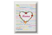 Blechschild Spruch 30x40 cm Mama mit Blumenherz Deko Schild