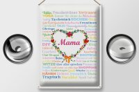 Blechschild Spruch 30x40 cm Mama mit Blumenherz Deko Schild