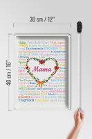 Blechschild Spruch 30x40 cm Mama mit Blumenherz Deko Schild