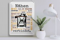 Blechschild Spruch 30x40 cm Nähen verbindet Deko Schild