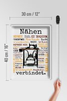 Blechschild Spruch 30x40 cm Nähen verbindet Deko Schild