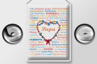 Blechschild Spruch 30x40 cm Papa mit Blumenherz Deko Schild