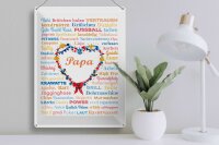 Blechschild Spruch 30x40 cm Papa mit Blumenherz Deko Schild