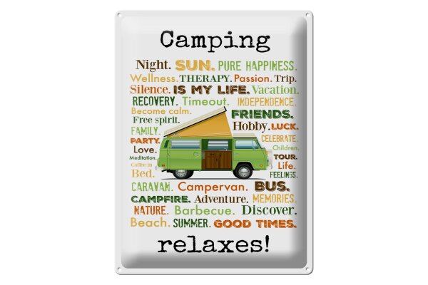 Blechschild Spruch 30x40 cm Camping relaxes Deko Schild
