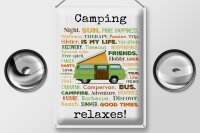 Blechschild Spruch 30x40 cm Camping relaxes Deko Schild