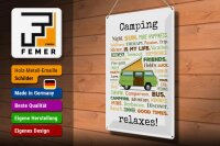 Blechschild Spruch 30x40 cm Camping relaxes Deko Schild