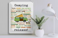 Blechschild Spruch 30x40 cm Camping relaxes Deko Schild