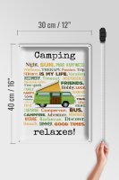 Blechschild Spruch 30x40 cm Camping relaxes Deko Schild