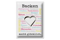 Blechschild Spruch 30x40 cm Backen macht glücklich Deko Schild