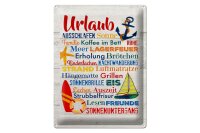 Blechschild Spruch 30x40 cm Urlaub Kaffee im Bett ausschlafen Deko Schild